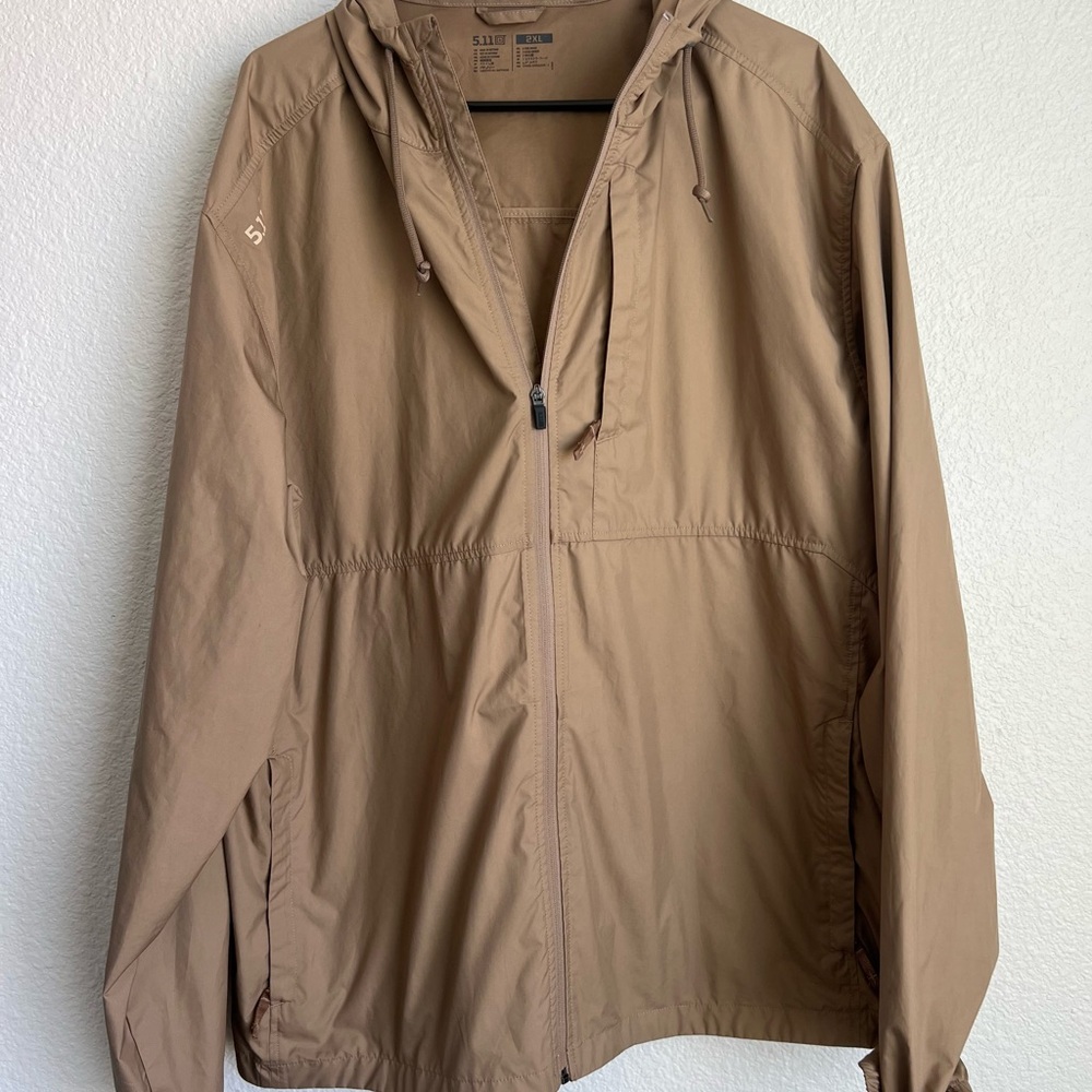 5.11 Tactical Men's Hooded Windbreaker Jacket - Coyote